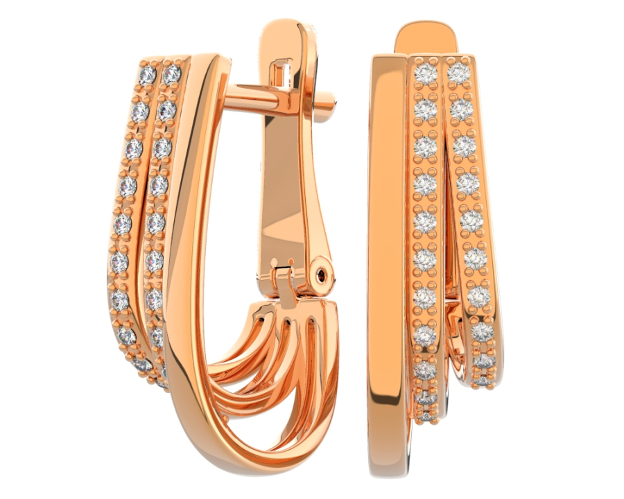 Серьги золотые 585 с камнями фианитами  | 0201743-00770