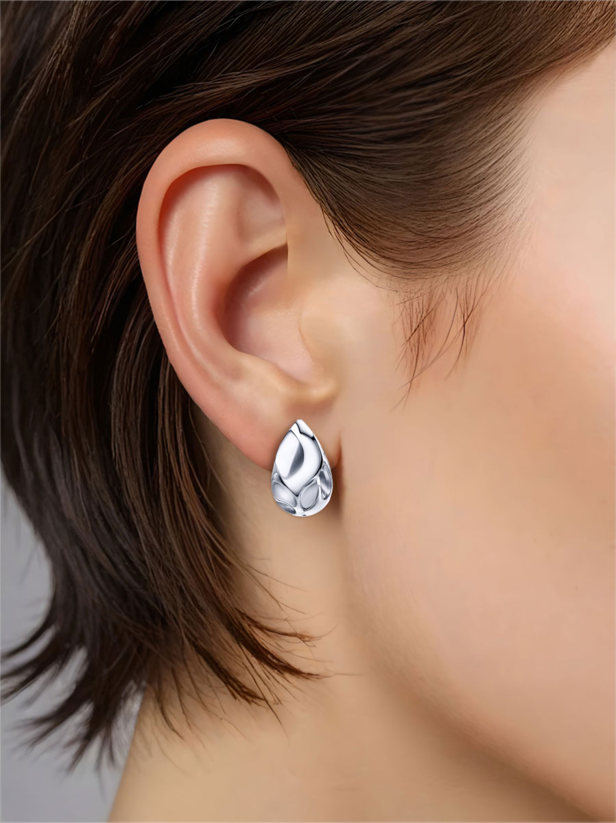Серьги капли из серебра 925 без камней | 0202235-00245