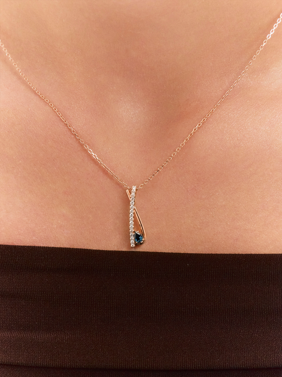 Подвеска золотая 585 с лондон‑блю топазом | 4101729-00740