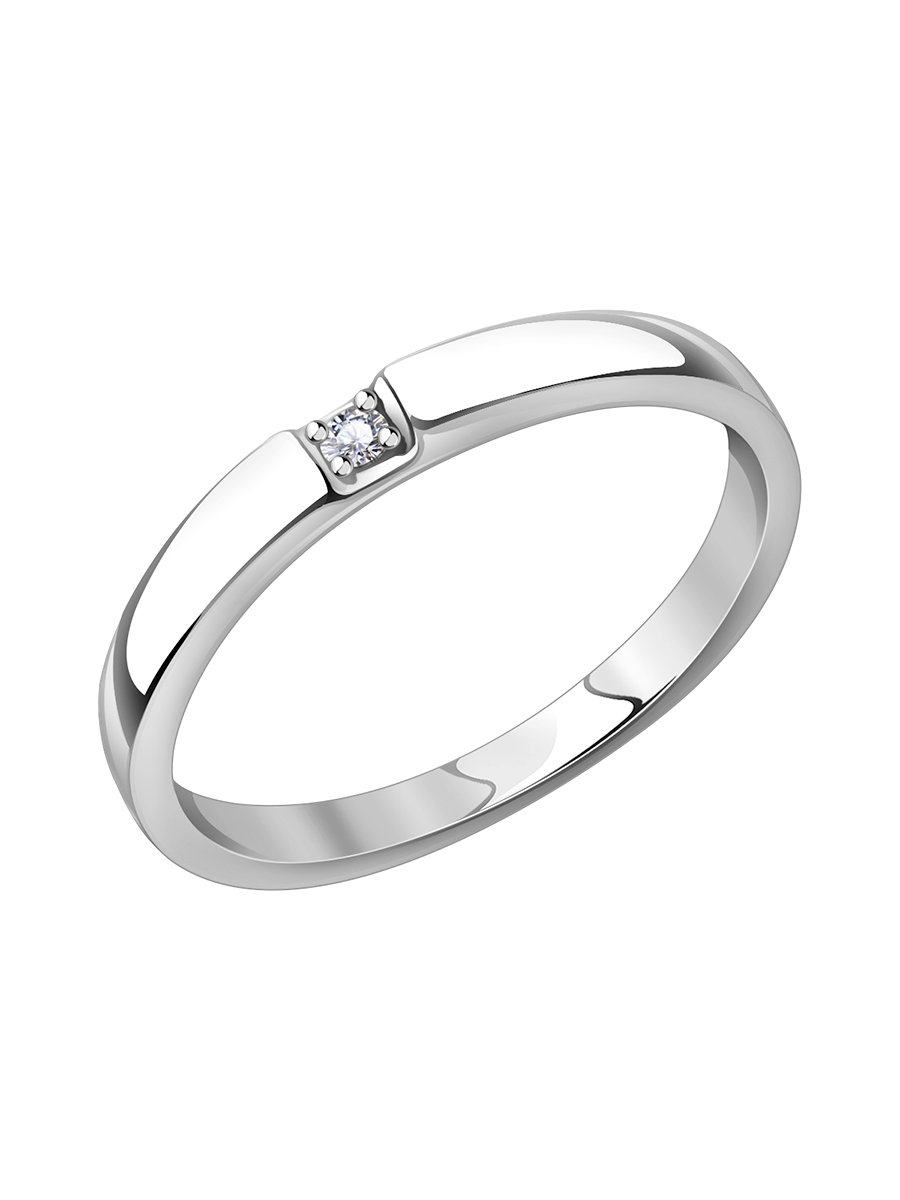 Кольцо из белого золота 585 с фианитом 2 мм  | 0101635-00772