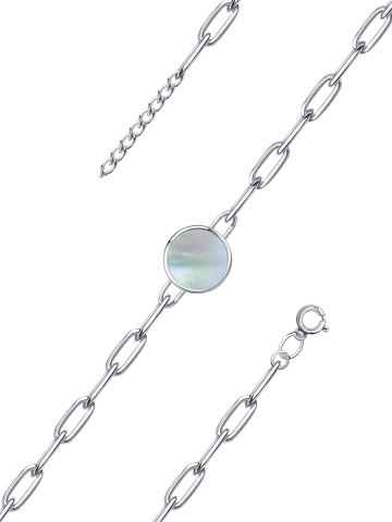 Браслет серебряный 925 с агатом и перламутром 