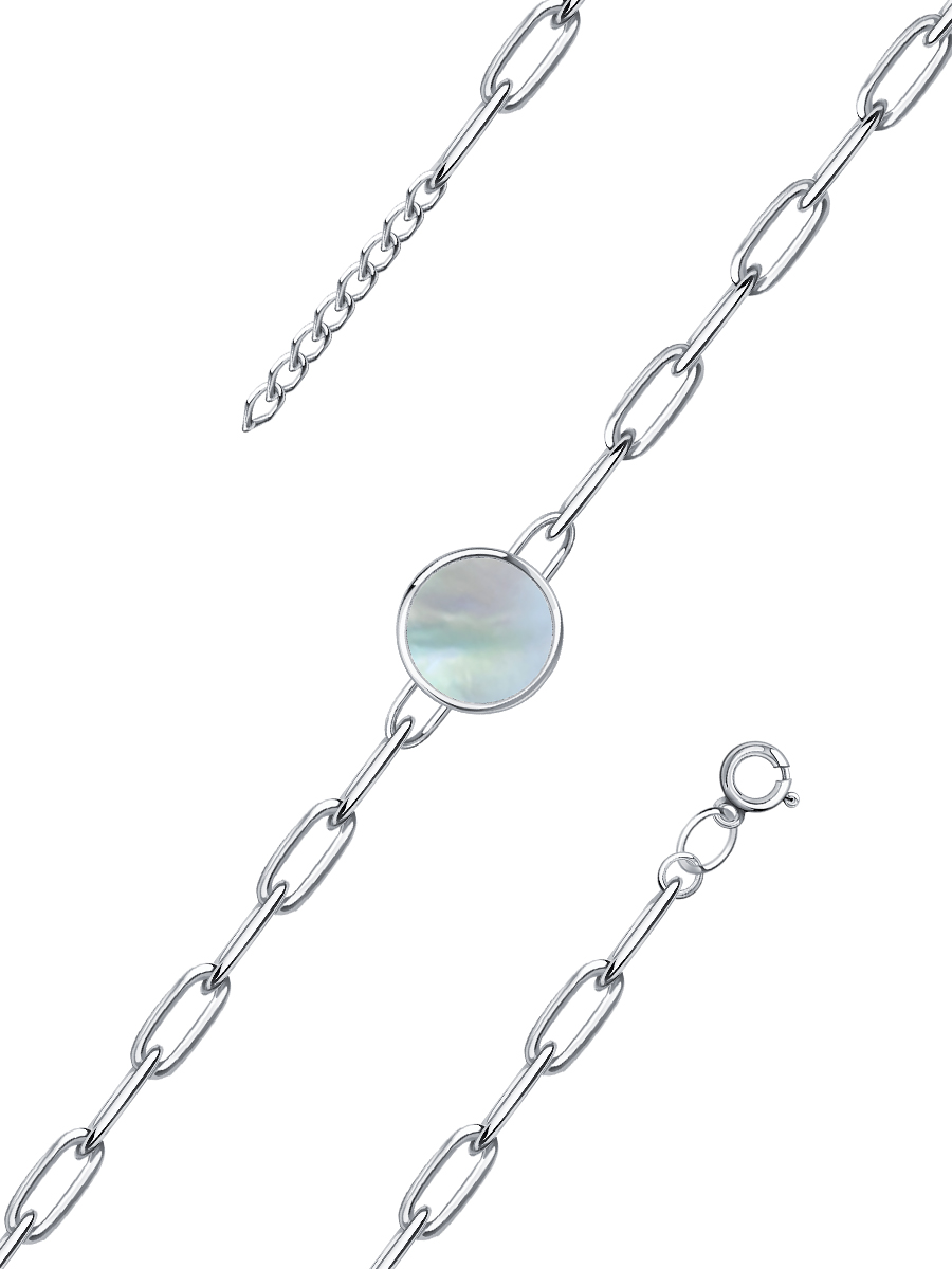 Браслет серебряный 925 с агатом и перламутром  | 7121648-05775