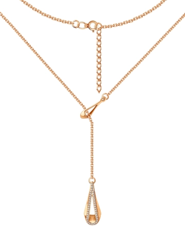 Колье галстук золотое 585 с камнями фианитами 