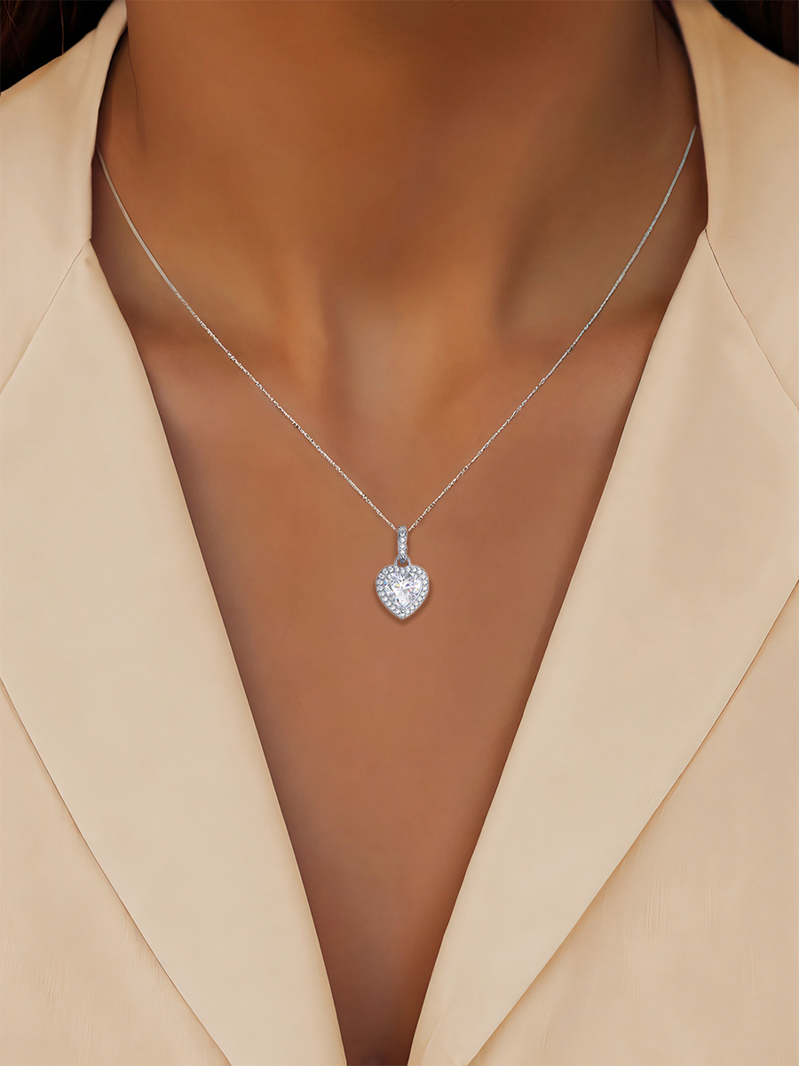Подвеска сердце из серебра 925 с фианитами | 4101666-00775