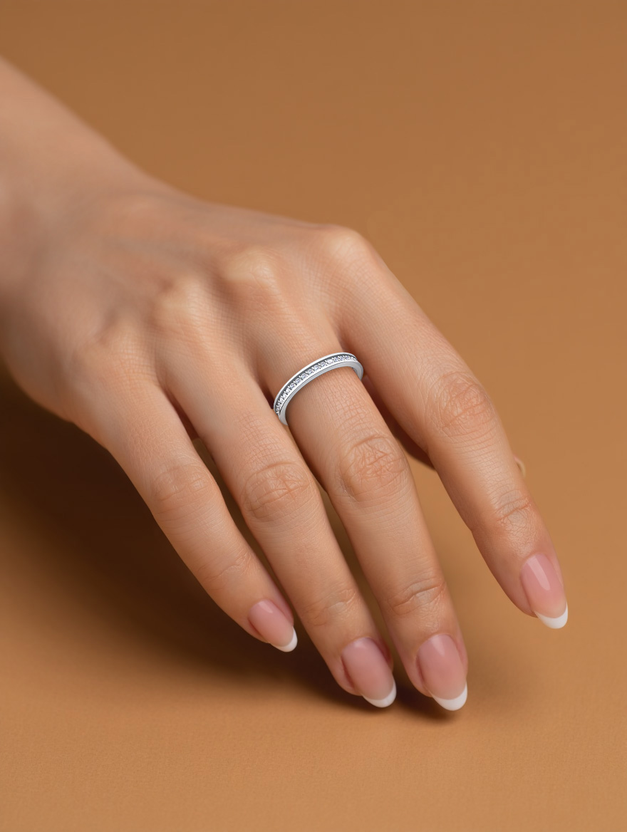 Кольцо дорожка из белого золота 585 с бриллиантами  | 0101184-00002