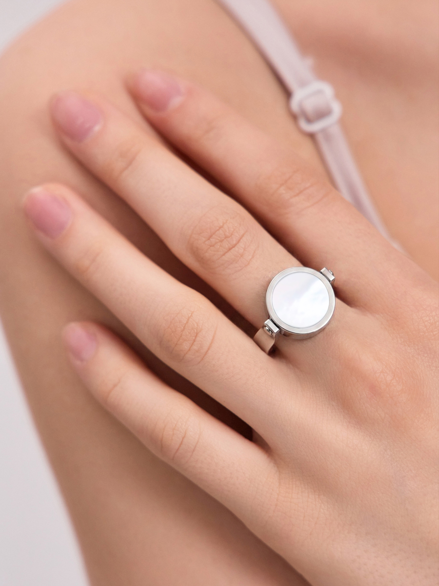 Кольцо серебряное 925 с агатом и перламутром  | 1101648-05775