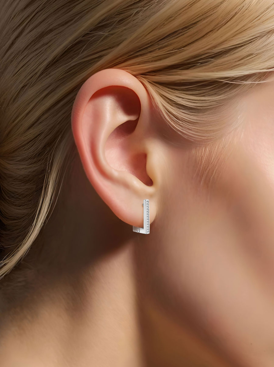 Серьги геометрия из серебра 925 с фианитами | 0202191-00775