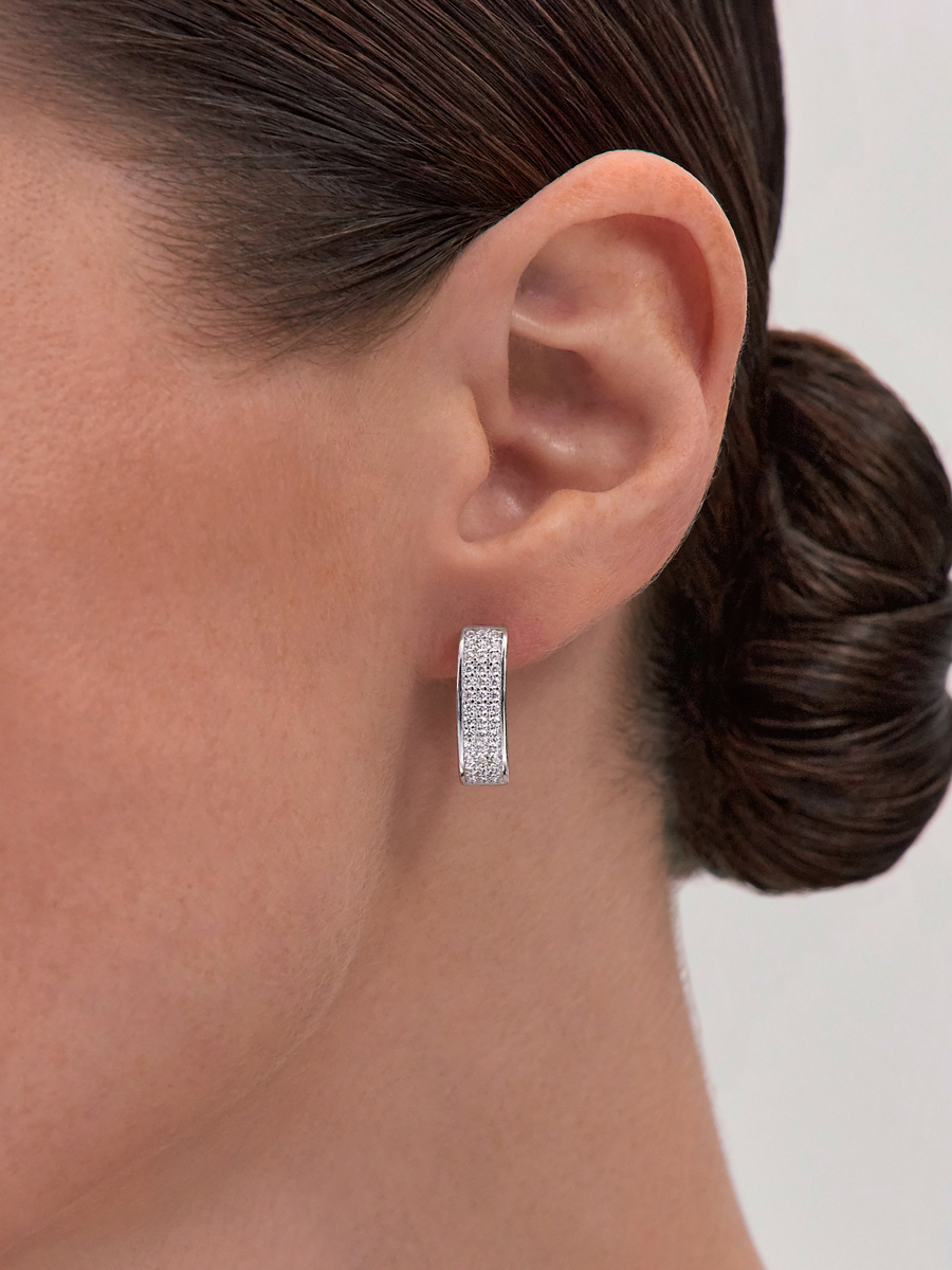 Серьги дорожки из белого золота 585 с камнями фианитами | 2100577-00772