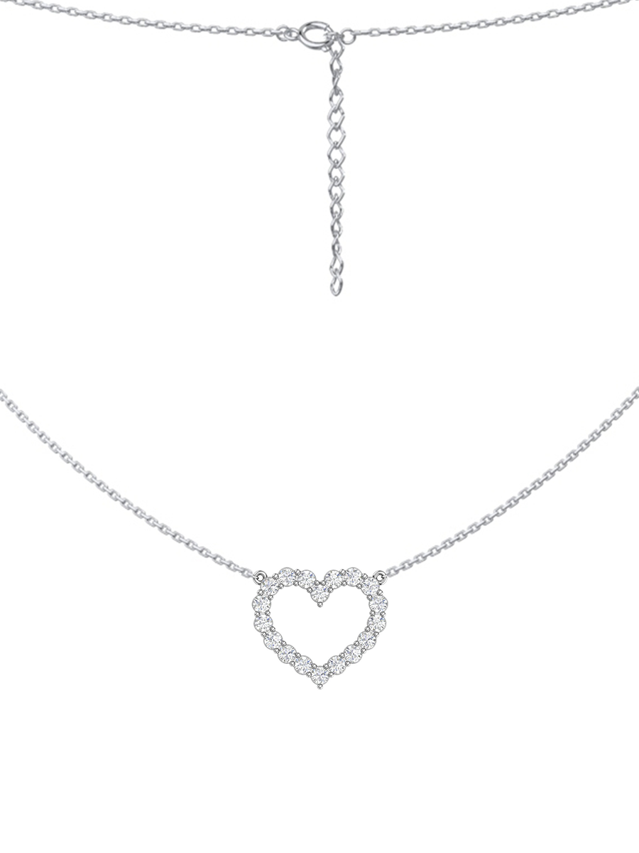 Колье сердце из серебра 925 с фианитами | 0320366-00775