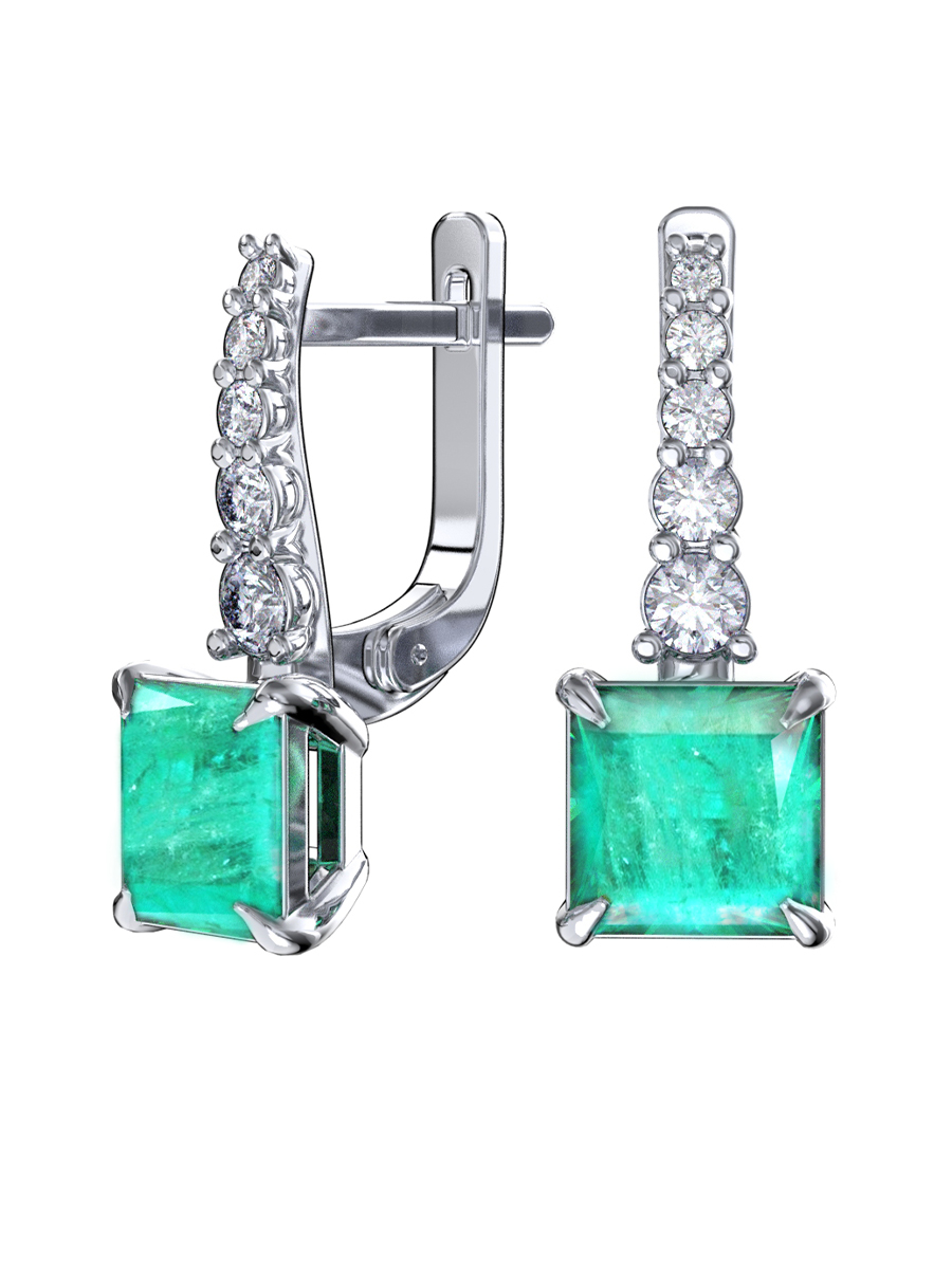 Серьги из серебра 925 с горным хрусталём и фианитами | 2101726-05835