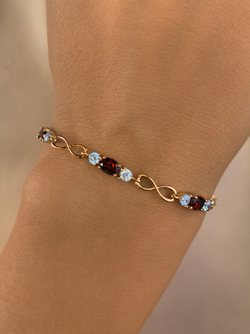 Браслет золотой 585 с гранатами