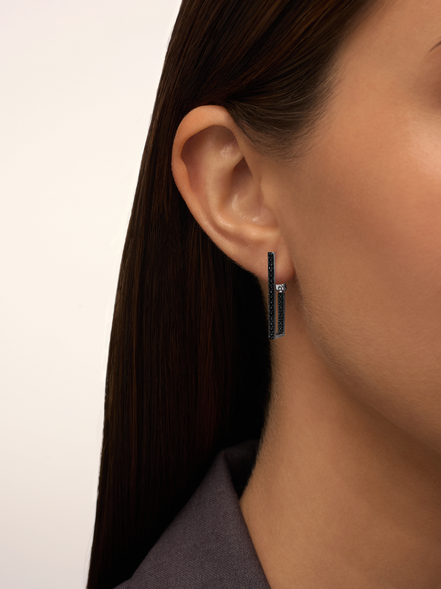 Серьги геометрия из серебра 925 с фианитами | 0201850-00205