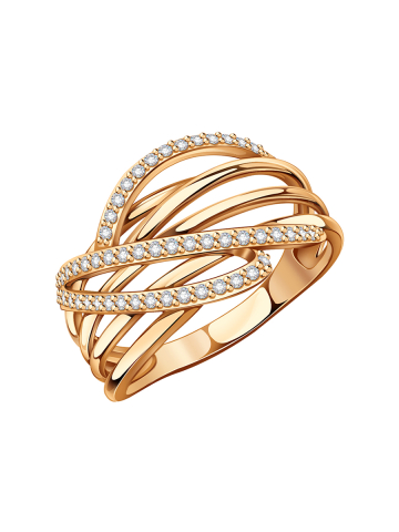 Кольцо золотое 585 с камнями фианитами