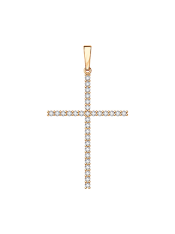 Подвеска золотая 585 крестик с фианитами 