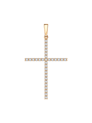 Подвеска крестик золотая 585 с бриллиантами 