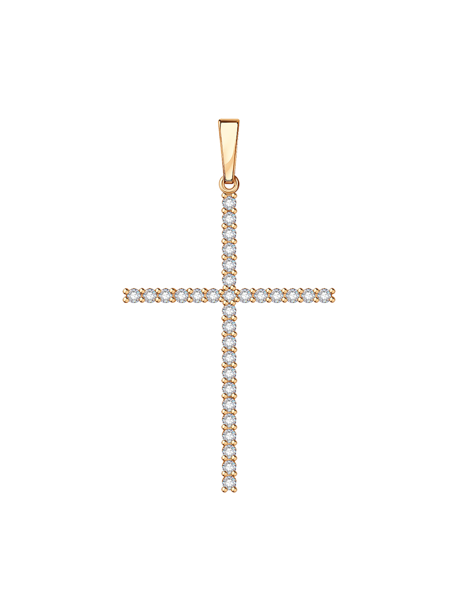 Подвеска золотая 585 крестик с фианитами  | 0800040-00770