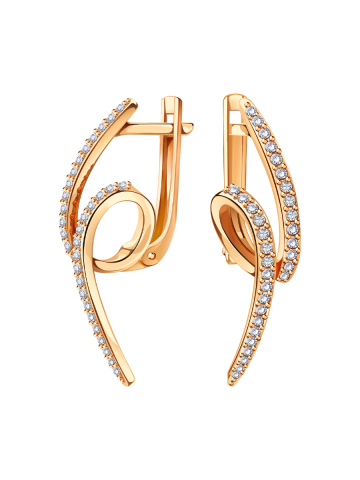 Серьги золотые 585 с фианитами