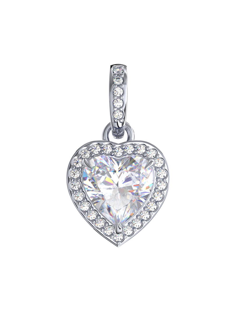 Подвеска сердце из серебра 925 с фианитами | 4101666-00775