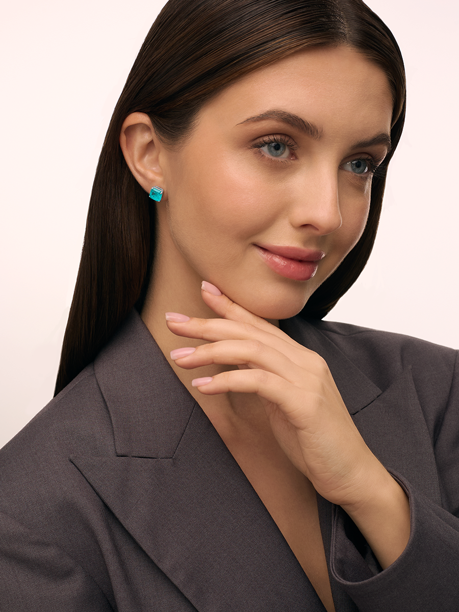 Серьги гвоздики из серебра 925 с горным хрусталем | 6101600-05665