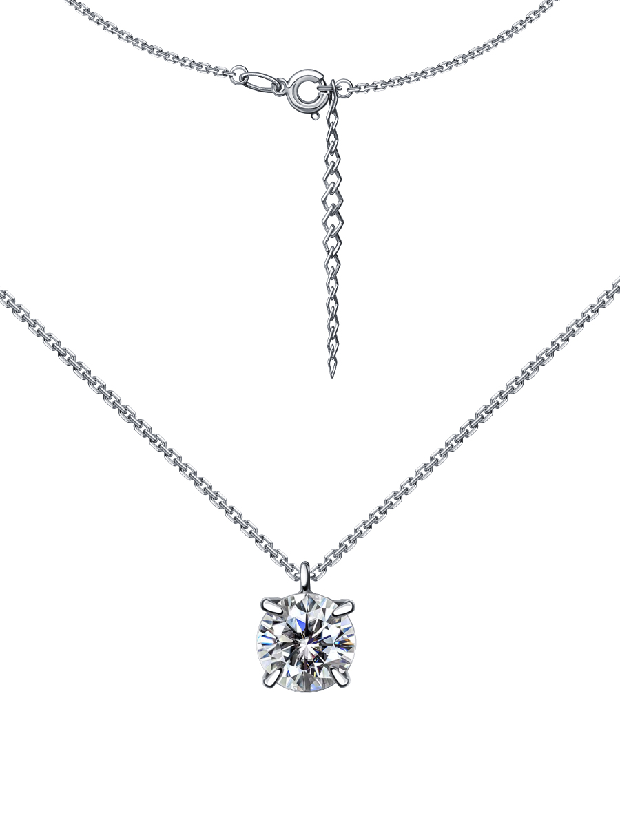 Колье из белого золота 585 с муассанитом  | 0320632М05432