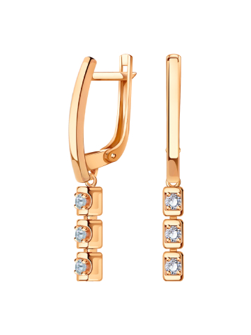 Серьги длинные золотые 585 с бриллиантами 