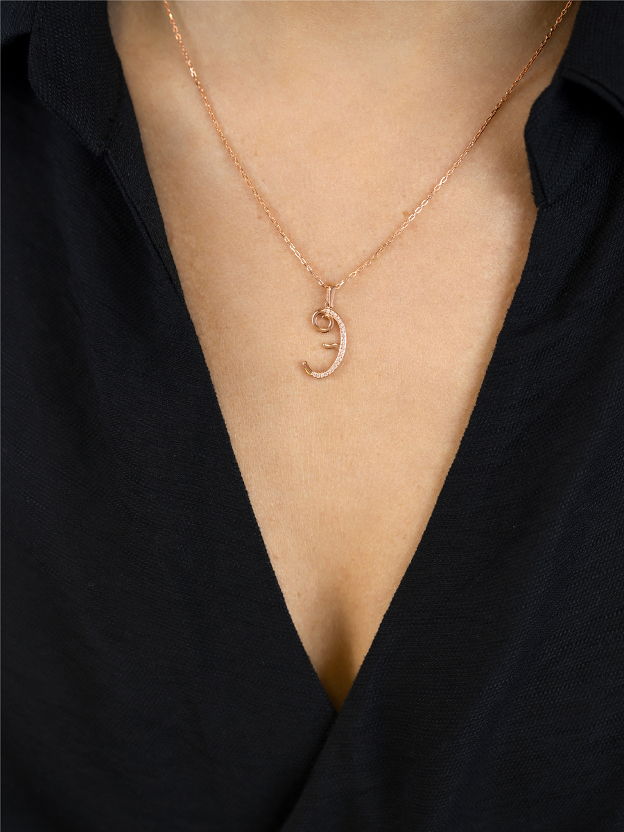 Подвеска буква Э золотая 585 с фианитами  | 0400627-00770