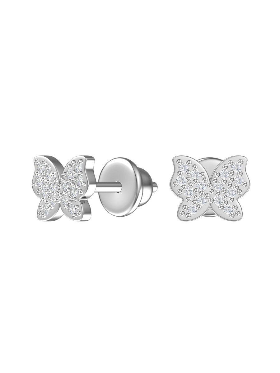 Серьги детские пусеты серебряные 925 бабочки  | 6001538-00775