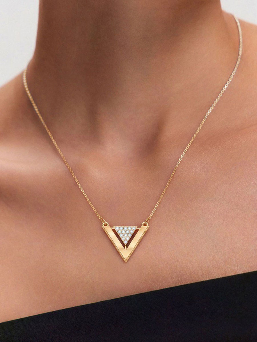Колье золотое 585 подвеска треугольник с фианитами  | 3121706-00770