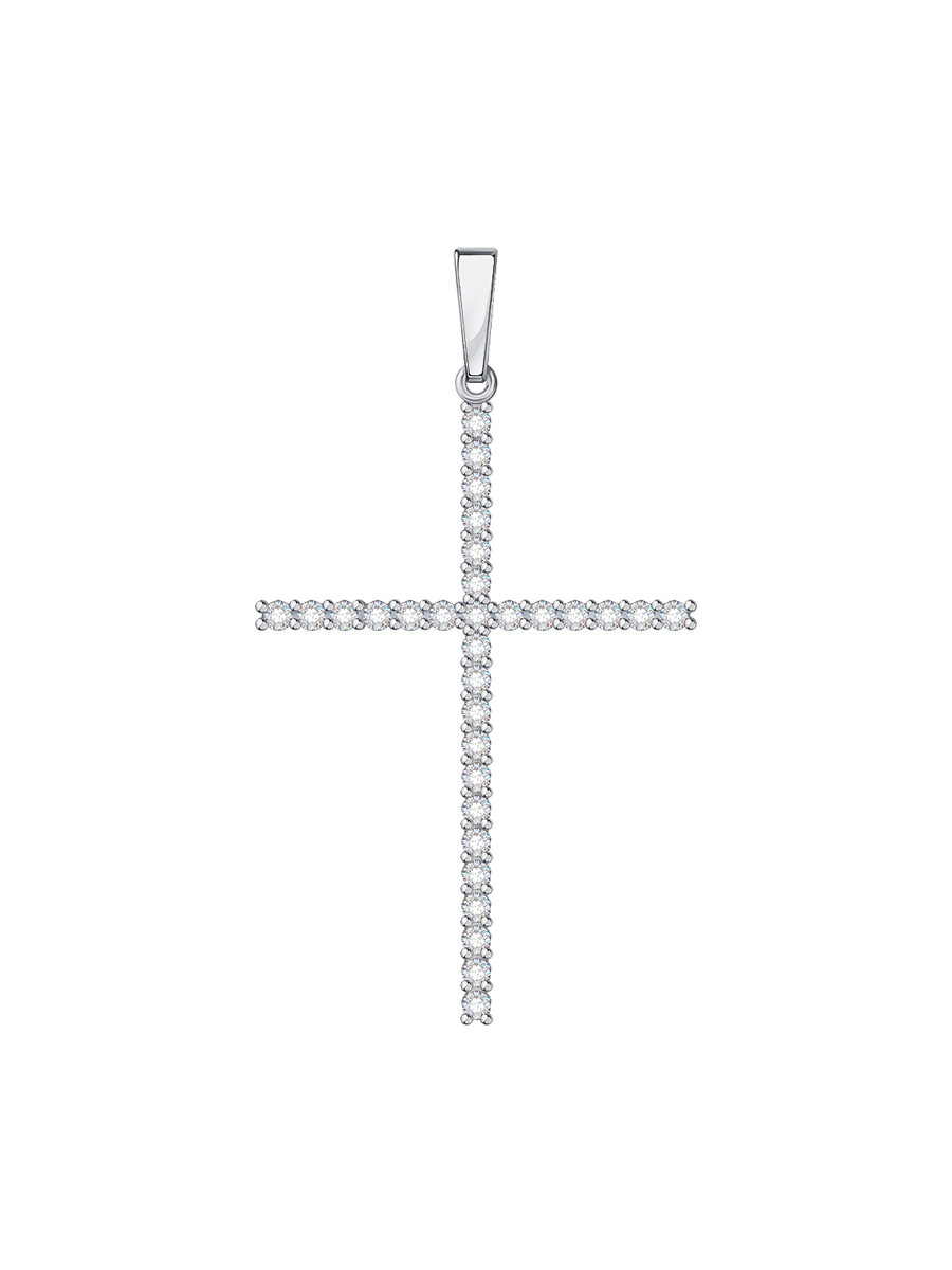 Подвеска крест из серебра 925 с фианитами | 0800040-00775