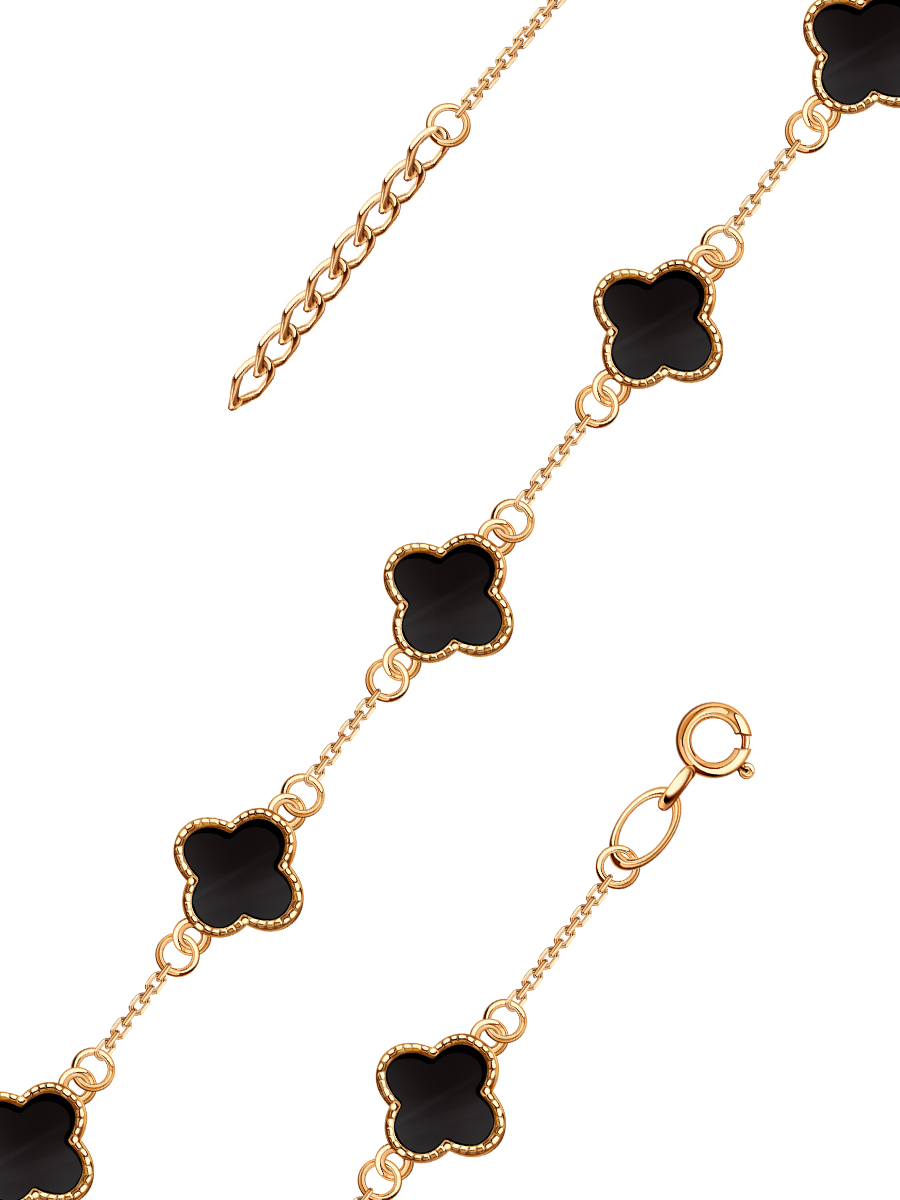 Браслет золотой 585 с черным агатом  | 9721451-00180