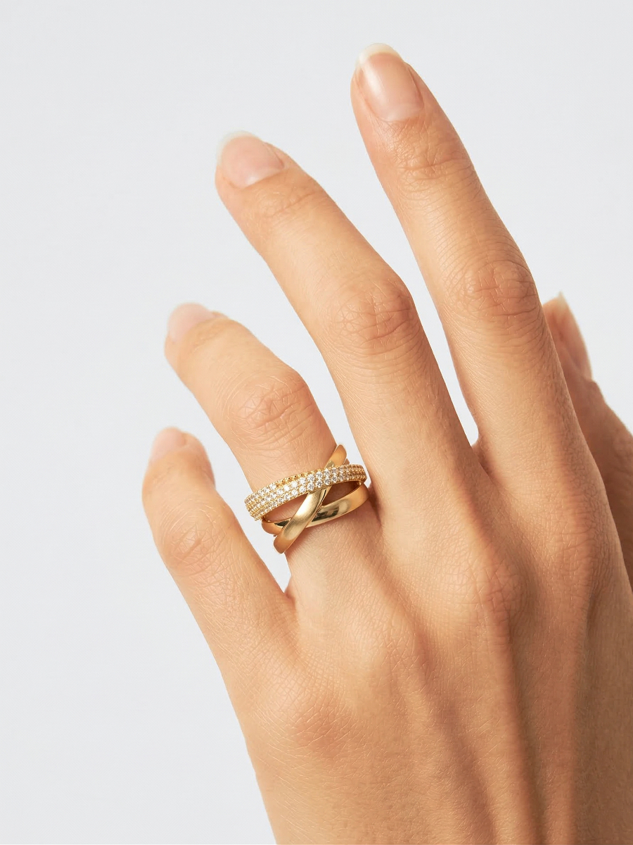 Кольцо золотое 585 с фианитами | 1101618-00770