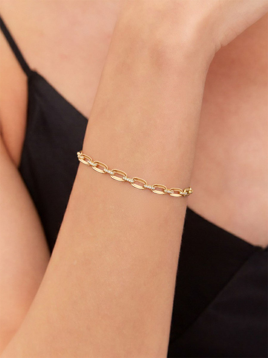 Браслет золотой 585 с фианитами | 0700710-00770