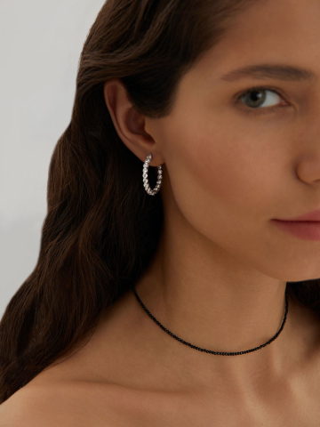 Серьги кольца серебряные 925 с фианитами