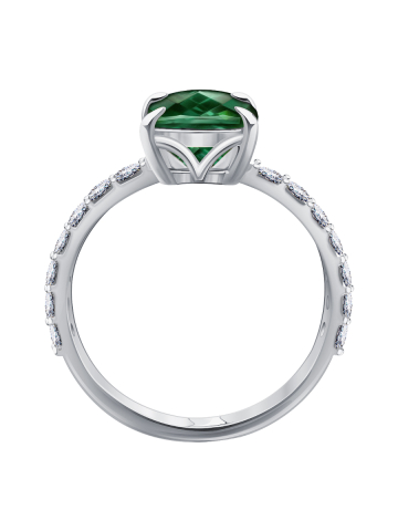 Кольцо из белого золота 585 с турмалином и бриллиантами 