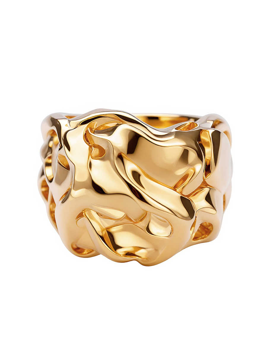 Кольцо золотое 585 мятый металл  | 0101827-00240