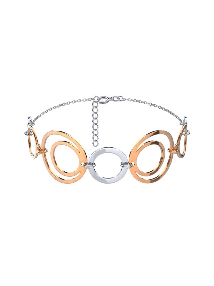 Браслет серебряный женский на руку 925 без камней с позолотой | 0710792-50249