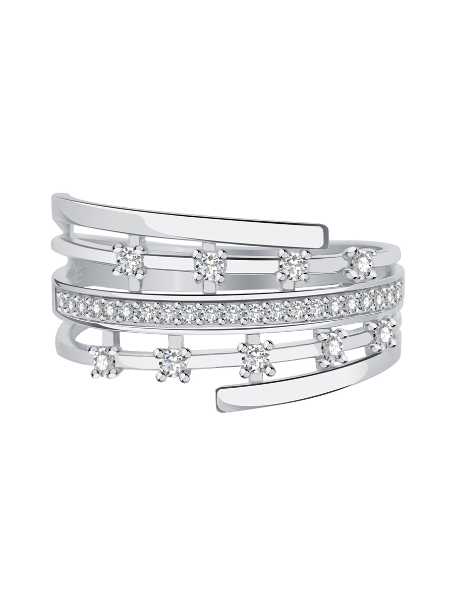 Кольцо серебряное 925 с фианитами | 1101607-00775