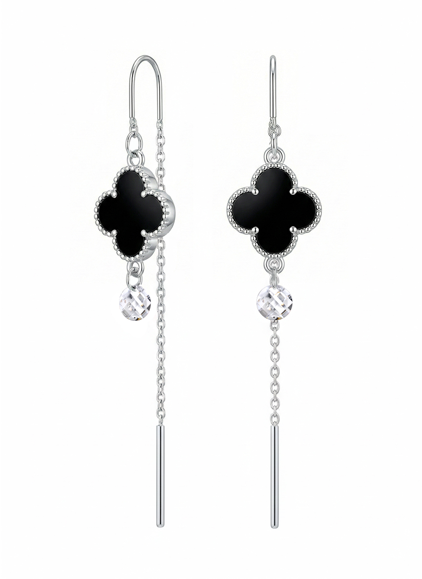 Серьги протяжки серебряные 925 с эмалью и фианитами  | 0222363-06015