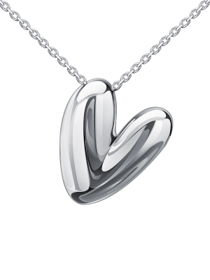 Подвеска буква V из серебра 925 без камней