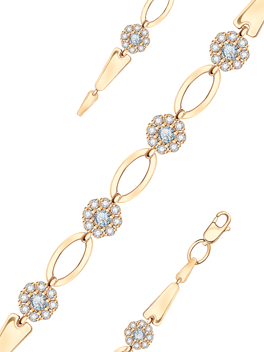 Браслет золотой 585 с фианитами | 0700579-00770