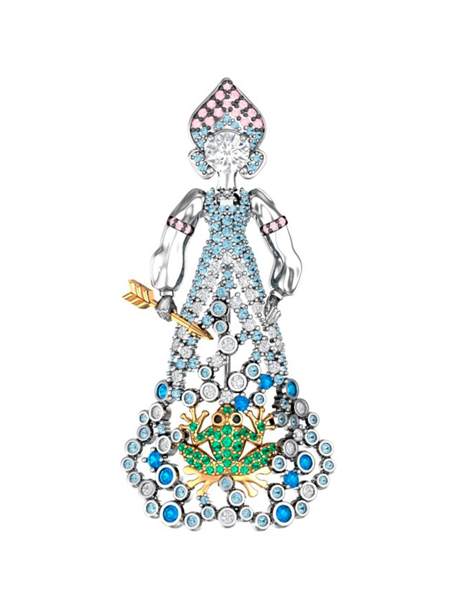 Брошь царевна-лягушка серебряная 925 | 2700059-00355