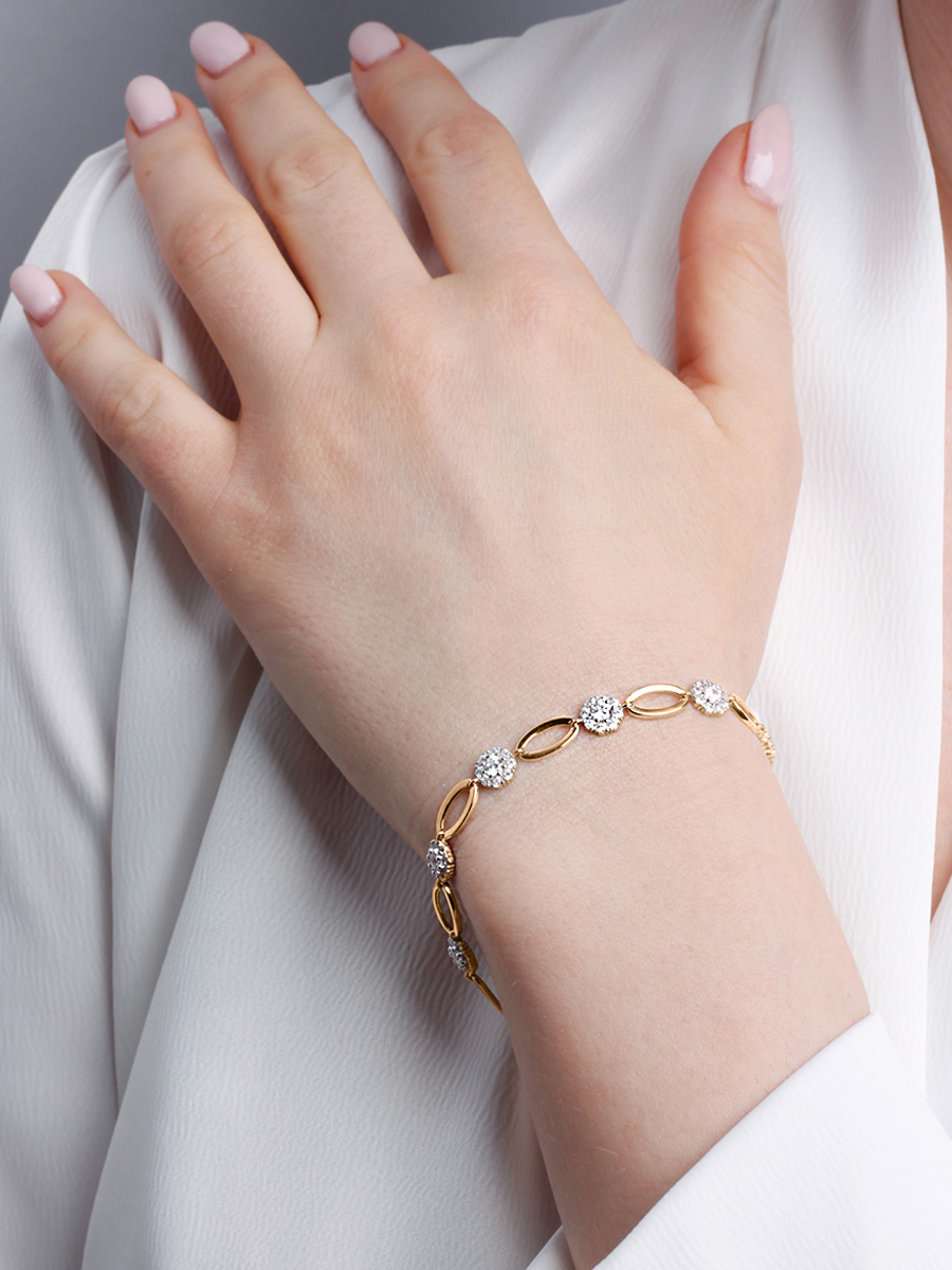 Браслет золотой 585 с фианитами | 0700579-00770