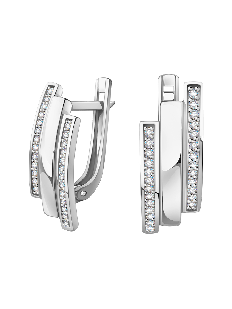 Серьги из белого золота 585 с бриллиантами | 0202132-02732