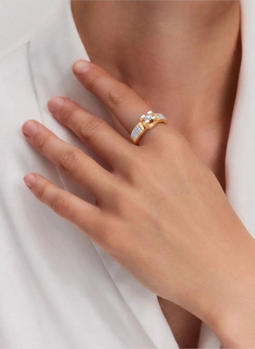 Кольцо помолвочное золотое 585 с бриллиантами