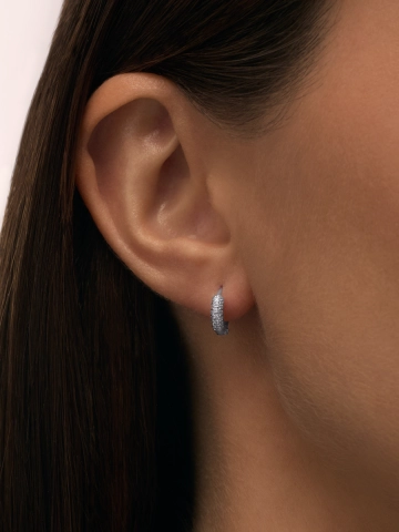 Серьги кольца из серебра 925 с камнями фианитами