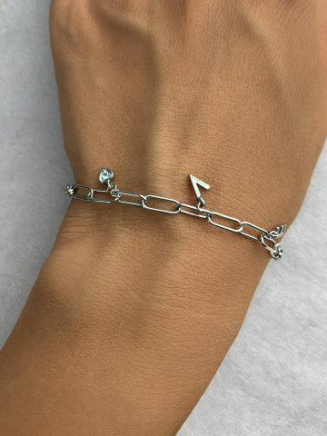 Браслет серебряный женский на руку 925 LOVE цепочка с подвесками