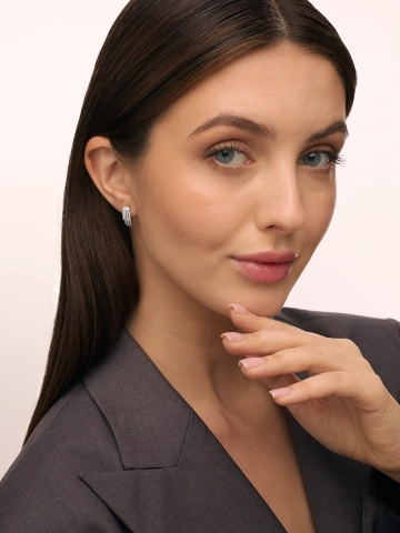 Серьги дорожки серебряные 925 с фианитами