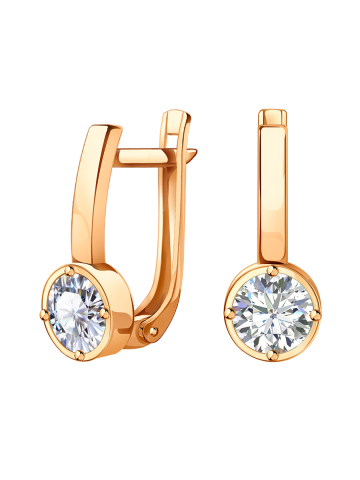 Серьги детские золотые 585 с камнями фианитами