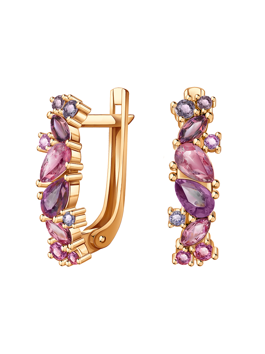 Серьги золотые 585 с фианитами  | 2100783-10350