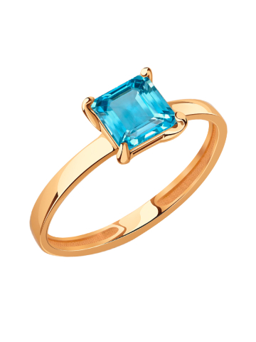 Кольцо золотое 585 с синим топазом 